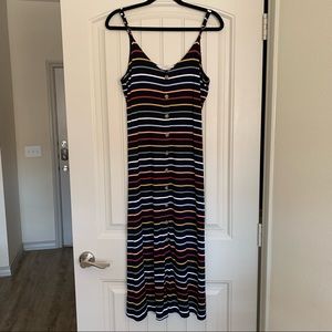 LOFT Striped Midi Dress